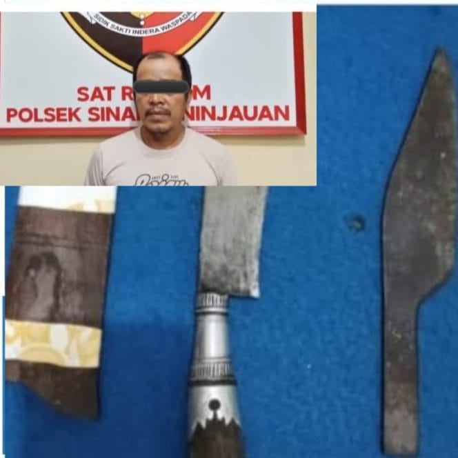 Foto : seorang pria diamankan karena kedapatan membawa senjata tajam 