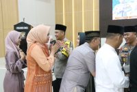 Foto : suasana halal bihalal Kapolres OKU bersama jajaran anggota di laksanakan di mabes Polres OKU 