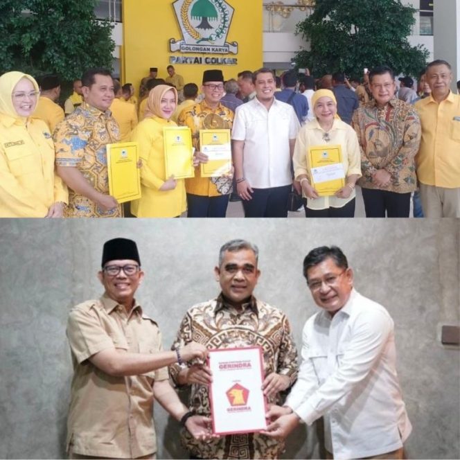 Foto : partai politik Golkar (atas) dan partai politik Gerindra (bawah) memberikan dukungan kepada Teddy dan Marjito 