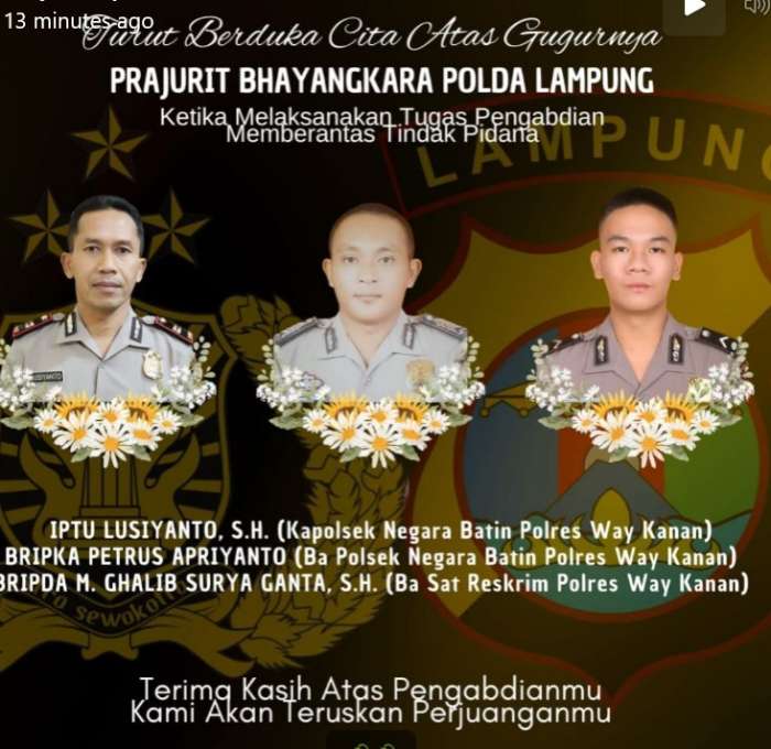 foto: Tiga polisi yang gugur dalam tugas