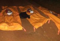 foto: Tiga jenazah polisi yang tewas dalam penggerebekan sabung ayam