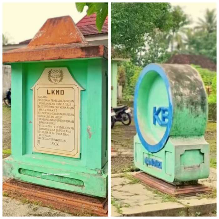 Foto IST : Tugu LKMD dan Tugu KB yang berdiri di Karangmojo, Gunungkidul, menjadi simbol sejarah dan pengingat pentingnya peran masyarakat dalam pembangunan desa dan program keluarga berencana.