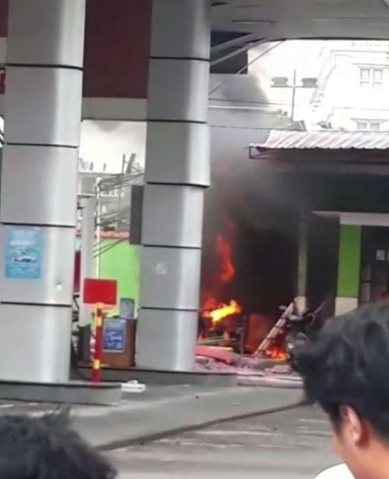 foto: spbu Gedong Tengen di Jalan Letjen Suprapto terbakar
