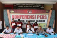 foto ist: konferensi pers polda sumsel gagalkan peredaran narkotika