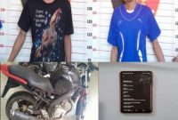 foto: tersangka curas bersama barang bukti diamankan polsek pengandonan